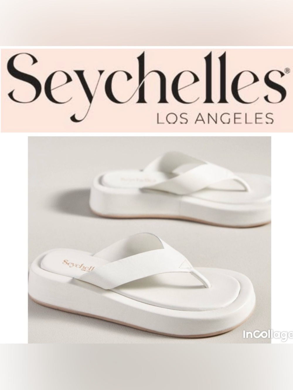 Seychelles NWOT Nautical White Leather Platform Thong Sandals